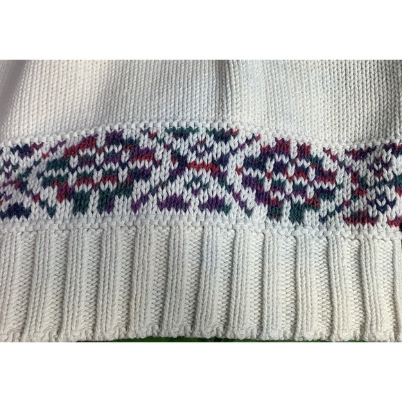 Vintage Winona Knits Snowflake Sweater Winter White Cotton Crewneck Pullover M - Picture 11 of 12